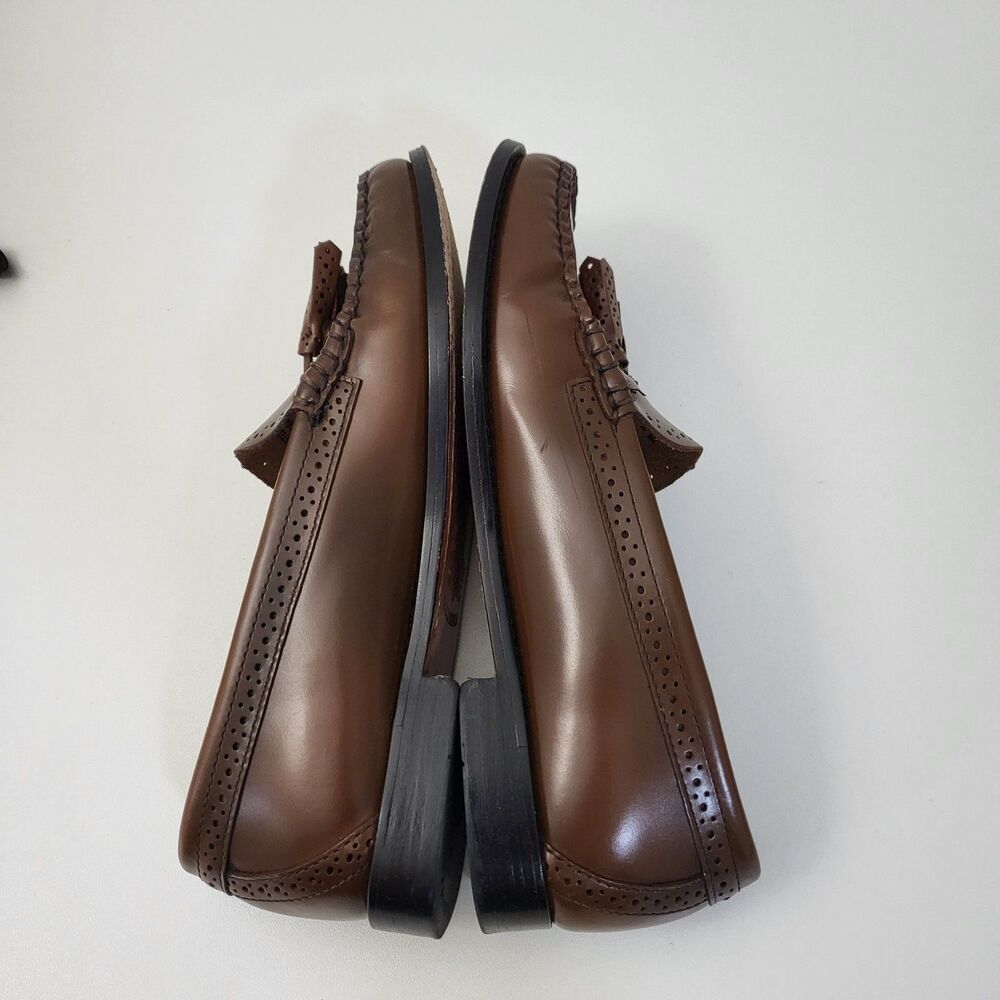 GH BASS & CO Weejuns Estelle Loafers Womens 7.5 Brown Leather Tassle Preppy - Picture 6 of 11